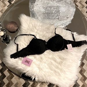 Savage x Fenty - Not Sorry Lightly Lined Lace Balconette Bra - Caviar - 34DD